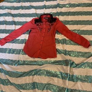 Western button up with lace back brand roar. Size small